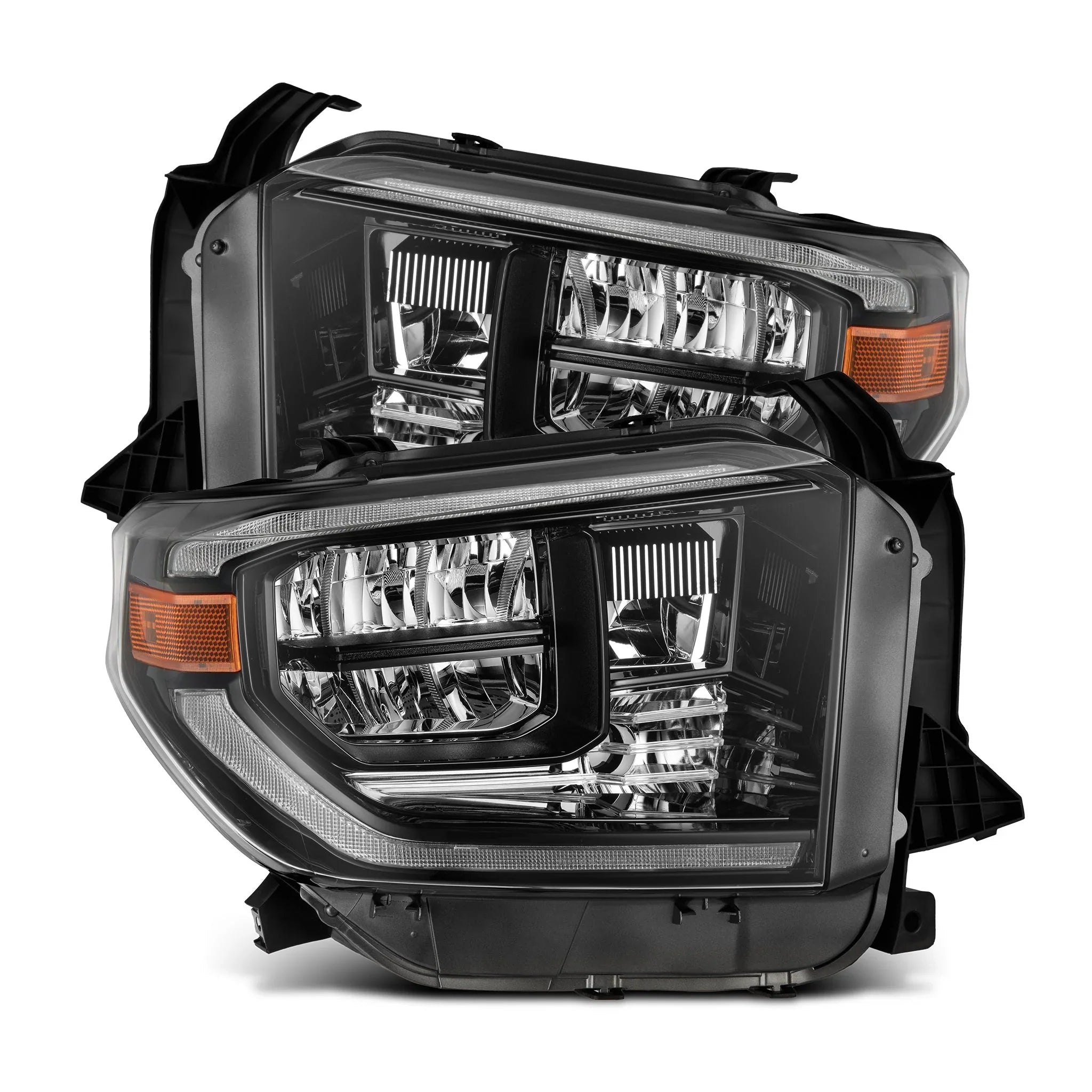 AlphaRex 14-21 Toyota Tundra MK II LUXX Series Crystal Headlights Alpha Black