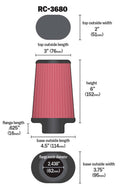 K&N Universal Clamp-On Air Filter 2-7/16in Flange 4-1/2x3-3/4in Base 3x2in Top 6in Height