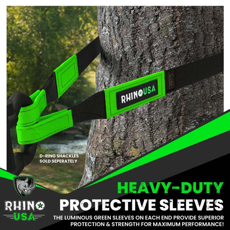 Rhino USA Recovery Tow Strap 3Inx20Ft (Black)