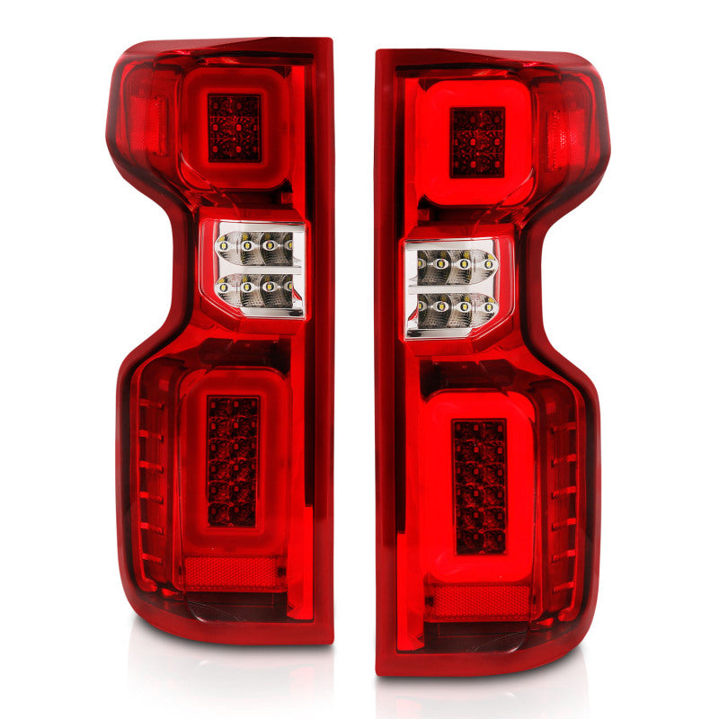 ANZO 19-21 Chevy Silverado Work Truck Full LED Taillights Chrome Housing Red Lens G2(w/C light Bars)