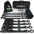 Rhino USA Heavy Duty Ratchet Tie-Down 4-Pack (Black) 1.6In X 8Ft