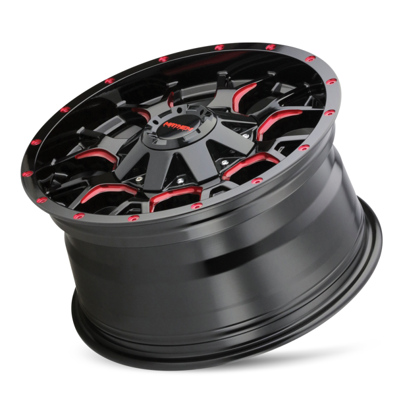 Mayhem 8015 Warrior 20x9 / 6x135 BP / 18mm Offset / 106mm Hub Black w/ Prism Red Wheel