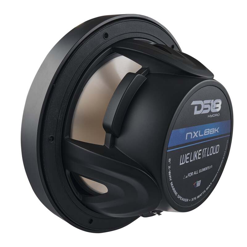 DS18 NXL Series Coaxial Marine Speakers w/ RGB Lights 8in 2-Way 125 Watts RMS 4 ohm Black