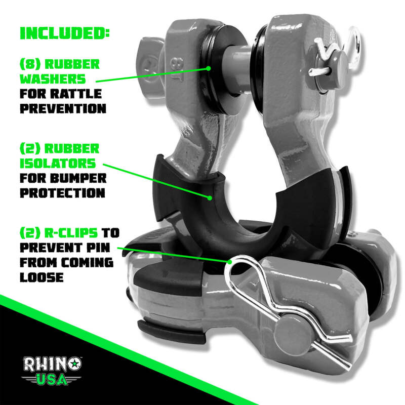 Rhino USA 8T Super Shackle 2-Pack (Gray)