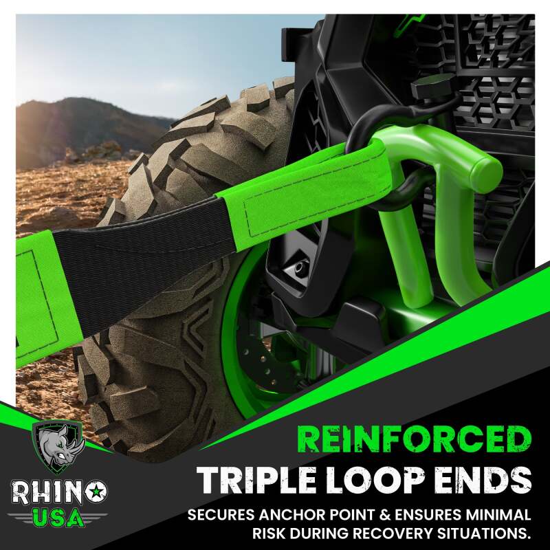 Rhino USA Recovery Tow Strap 3Inx20Ft (Black)