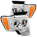 AlphaRex 09-14 Ford F-150 LUXX LED Proj Headlights Plank Style Chrome w/Activ Light/Seq Signal/DRL