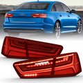 ANZO 2012-2018 Audi A6 LED Taillight Black Housing Red/Clear Lens 4 pcs (Sequential Signal)