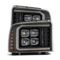AlphaRex 05-07 Ford F250/350/450/550 Super Duty NOVA LED Proj HL Blk w/Actv Light & Seq Sig + SB DRL