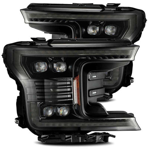 AlphaRex 09-14 Ford F-150 LUXX LED Proj Headlights Plank Style Jet Blk w/Activ Light/Seq Signal/DRL